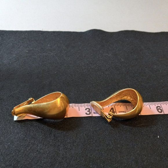 Essex Vintage 2” Long, Gold Tone, Clip-on Hoop Earrings - Picture 4 of 4